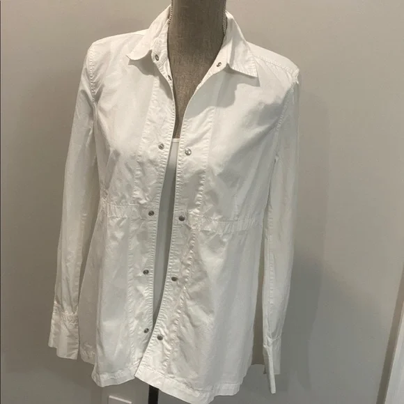 Diesel White Layered Peplum Shirt Snap Front Size medium - Picture 11 of 14